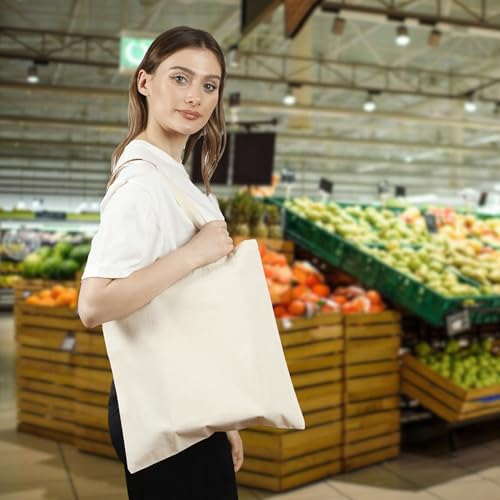 Economical-Cotton-Canvas-Tote-Bags-in-Bulk-Lightweight-Reusable-Grocery-Bags-Ideal-for-DIY-Promotion-Gifts-and-Events