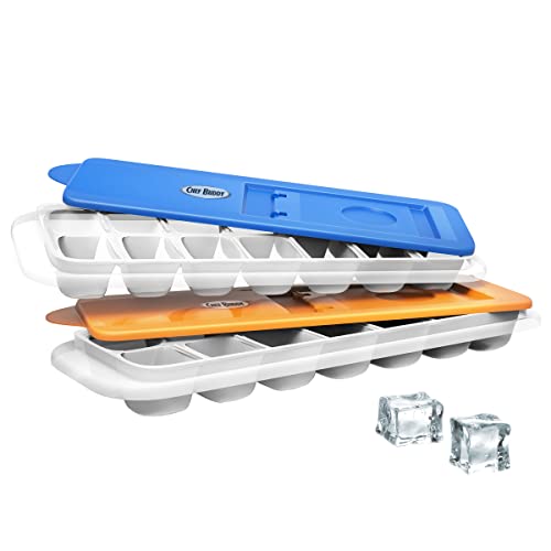 Chef Buddy Set of 2 Ice Trays with Lids, 14 Cubes, Multicolor