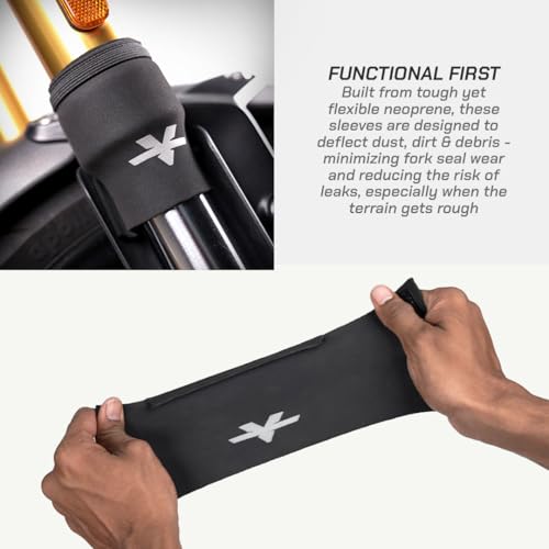 Image of ViaTerra Universal Motorcycle Front Fork Sleeves Cover for Upside Down Forks| Protect Suspension & Tubes from Dust, Grime & Trail Debris | Extend Suspension Life & Bike Performance