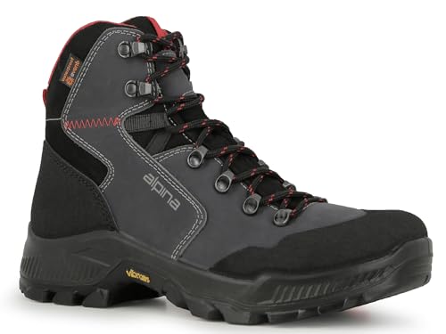 Alpina HELIOS Premium Men’s Hiking and Work Boots – Waterproof Full Leather Trekking Shoes with Breathable eVent Membrane, Slip Resistant Sole, Durable All Weather Footwear, Made in Europe