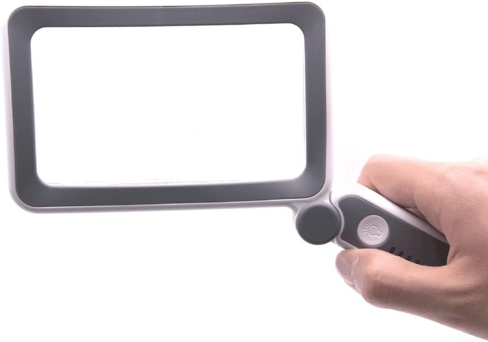 Rectangular Magnifying Glass with LED Light Foldable Magnifier Dimming Modes for Books Pages