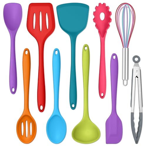 E-far 10 Pieces Silicone Cooking Utensils Set, Heat Resistant, Multicolor