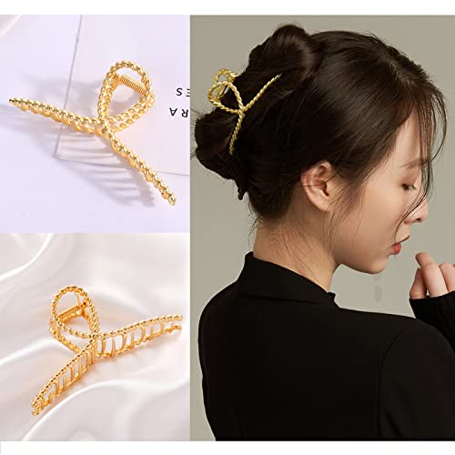 5 Pcs Large Metal Claw Clip 4.5 Inch Claw Clips For Thick Hair Large Metal Hair Claw Clips ​For Women Hair Clips Gold Leopard Print Jaw Clips #TOP2