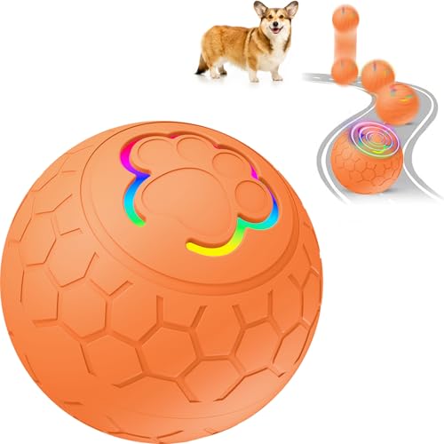 teeche Pallina Interattiva per Cani - Pallina per Cani che si Muove da Sola, Giocattolo Intelligente 360° Rotante con Luci LED - Resistente per Taglia Mini/Piccolo/Media, Movimento Autonomo