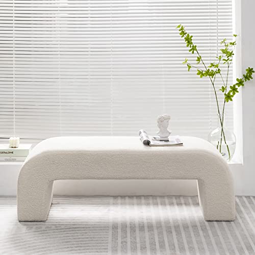 Banco tapizado de terciopelo, mesa auxiliar rectangular, reposapiés otomano de piel sintética para dormitorio y pasillo