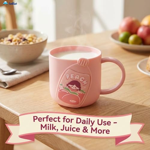 Image of FunBlast Milk Mug for Kids - 320 Ml; Unbreakable Mug for Kids, Milk Mugs for Kids Unbreakable - Milk Drinking Cup for Kids (Pink)