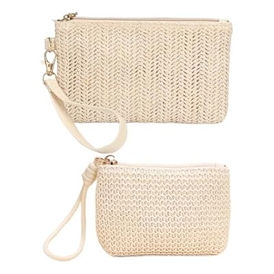 Pochette da Donna in Paglia Boemia Estate Beach Borsa Tessuta con Cerniera