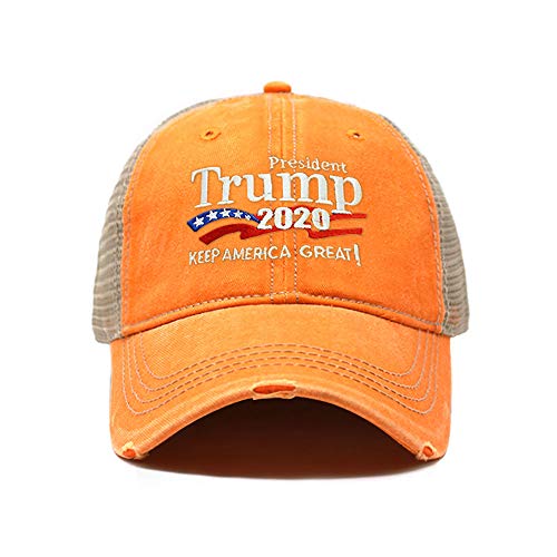 CHOK.LIDS Trump 2020 Keep America Great Campaign Embroidered US Hat Baseball Trucker Cap New TC10 (TC102 Orange)