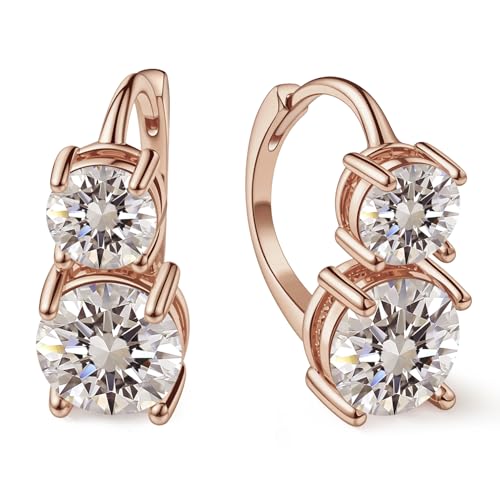 Boucles d'oreilles moissanite anti-ternissement or rose