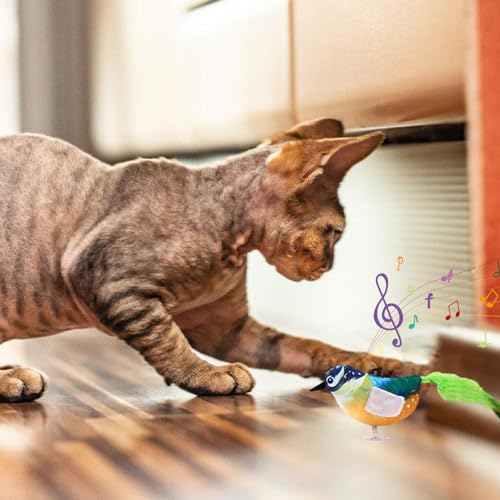 Iytefeki Bicho de pelúcia de pássaro simulado, brinquedo de gato de pássaro de simulação | Brinquedo