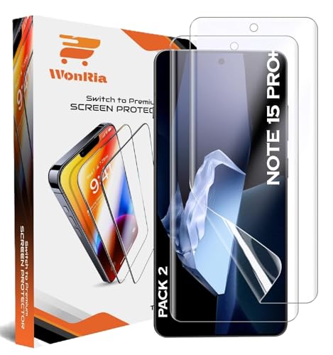 Image of WonRia Pack 2 - (Screen Guard Protector For Compatible with Redmi Note 15 Pro Plus 5G Unbreakable Membrane | Flexible TPU Film | Edge to Edge Installation Kit | Transparent