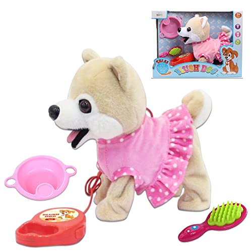IQ Toys Remote Control Pet Dog Walking and Barking Plush Puppy Dog with Leash, and 2 Puppy Care Accessories