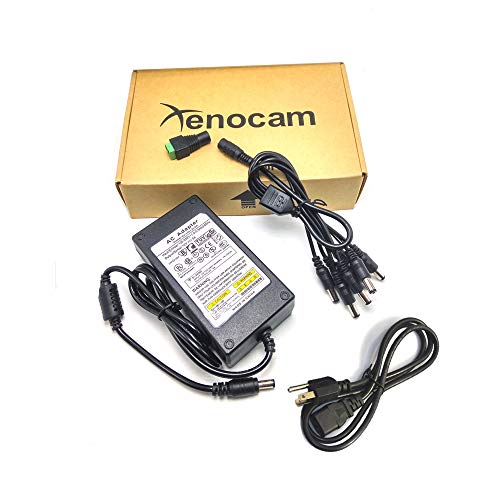Xenocam 12V 5A 60W DC Power Supply with a 8 Way CCTV Power Splitter Cable for CCTV Cameras,LED Srip Light