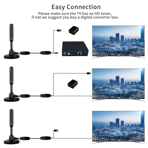 Image of TV Antenna Indoor Antenna for Smart TV with 2 Amplifier Signal Booster for Long Range Reception and All Smart TVs HD Digital Antenna for Local Channels Supports 4K 1080p(Black)