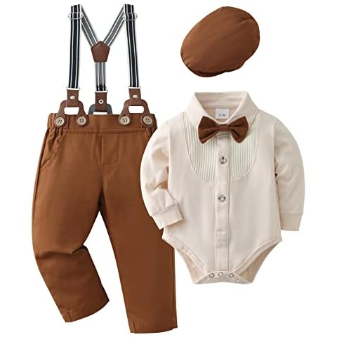 ZOEREA Trajes de Bebé Niño Conjunto de Ropa Peleles Monos con Pajarita + Tirantes Pantalones Cover