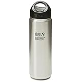 Klean Kanteen Wide Mouth Double Wall Insulated Water Bottle with Loop Cap, Stainless Steel, 12-Ounce