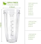 24oz Nutri Ninja Auto IQ Series Blender Cup Replacement - 7 Fins Blade Base & 2 Unbreakable Lids, Compatible with Ninja Auto iQ BL480-30, BL481-30, BL482-30, BL482QPR-30, BL482QPK-30, BL482QPL