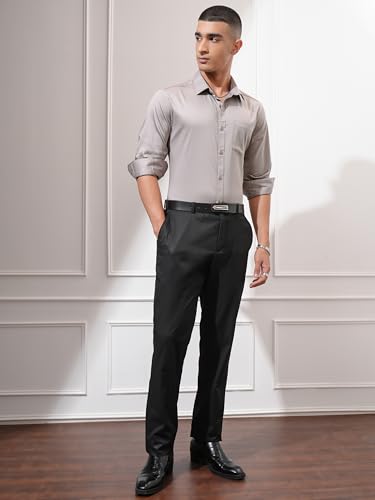 Image of Highlander Men's Slim Fit Formal Shirt | Solid Formal Shirt for Men | Comfortable Fabric | Stylish Design for Everyday Use & Office Wear