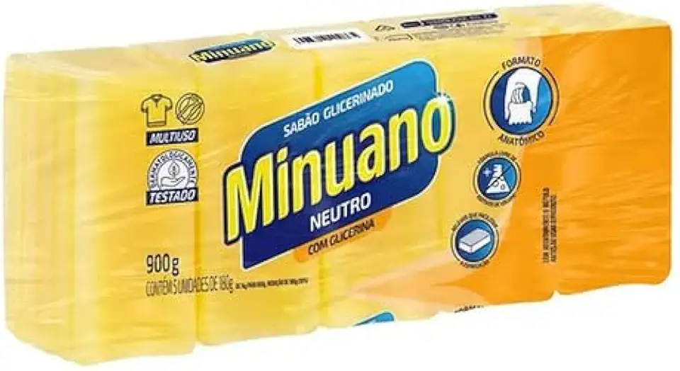 Minuano Sabão em Barra Glicerinado Neutro 900g