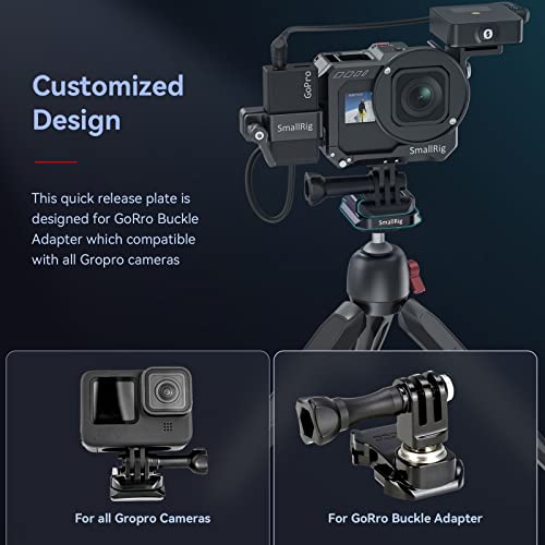 SMALLRIG Tripod Adapter for GoPro Ball Joint Buckle, Quick Release Plate for Arca with 1/4”-20 Threaded Holes and 3/8”-16 Threaded Holes, Compatible with GoPro Hero 11/10 / 9/8 / 7/6 / 5- APU2668 - Thumbnail 2