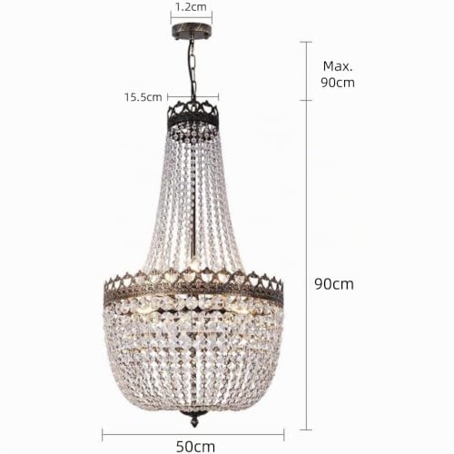 Lustre en cristal vintage et sa structure robuste à 9 lumières au design d'exception.