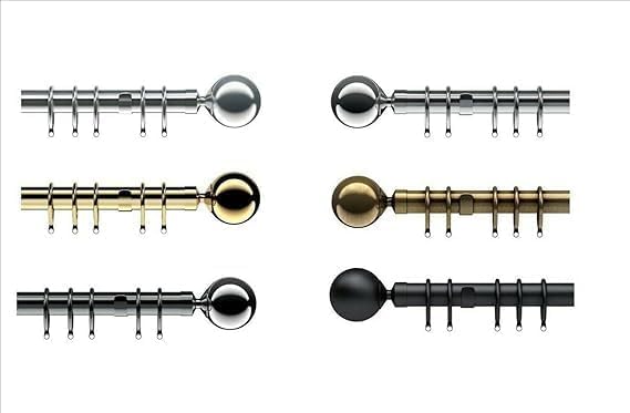 Nikola 28mm Ball Metal Window Curtain Pole with Ball Finials Rings & Fittings Set, Separate Ball Holdbacks (Extra Ball Holdbacks Pack of 2, Satin Silver)