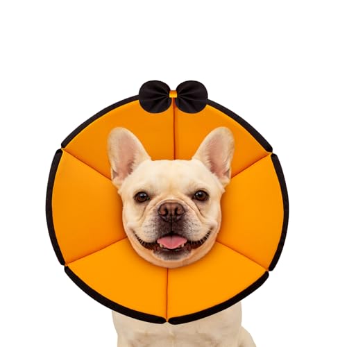 Image of MAXFUT Soft Dog Cone Collar,Foam Cone for Dogs to Stop Licking After Surgery,Non Inflatable Dog Donut Cone (Orange, S)
