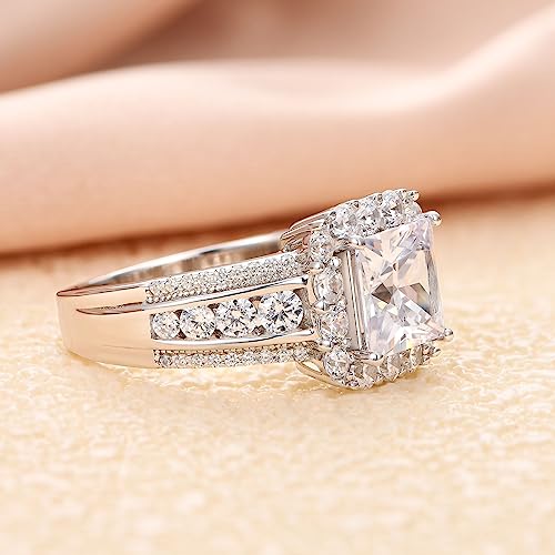 3 Carat Engagement Ring for Her Princess Cut AAAAA CZ Wedding Rings for Women 925 Sterling Silver Size 5 Size 103