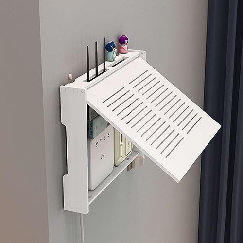 Gestion des câbles routeur WiFi grâce à notre étagère murale pour décodeur
