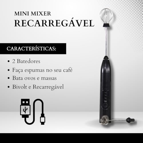 Mini Mixer Recarregável USB Portátil 3 Velocidade Sem Fio