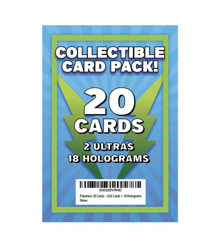 Pokemon 20 Total Cards – 2 Ultra Cards + 18 Holograms - Tabletop Trading Card Game - Cards Are Randomized - No Common Cards - Tcg #TOP4
