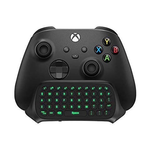 TiMOVO Green Backlight Keyboard for Xbox One, Xbox Series X/S,Wireless Chatpad Message KeyPad with Headset & Audio Jack,Mini Game Keyboard Fit Xbox One/One S/One Elite/2, 2.4G Receiver Included, Black Cover