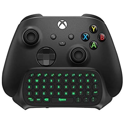 TiMOVO Green Backlight Keyboard for Xbox One, Xbox Series X/S,Wireless Chatpad Message KeyPad with Headset & Audio Jack,Mini Game Keyboard Fit Xbox One/One S/One Elite/2, 2.4G Receiver Included, Black