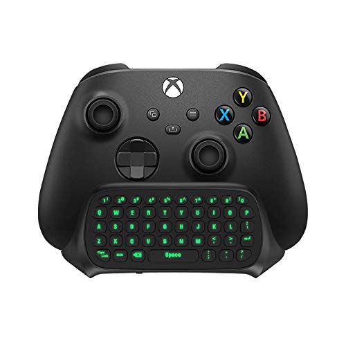 TiMOVO Tastatur Kompatibel mit Windows 10/Xbox Series X|S/Xbox One, 2.4G Empfänger Wireless Chatpad Message Mini Tastatur mit Grün Licht & Headset und Audio Jack für Xbox one S/Xbox one Elite, Schwarz