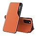 Produktbild JIAFEI Hülle Kompatibel mit Xiaomi Redmi Note 10 Pro, Premium Leder Handyhülle mit Sichtfenster Fenster Spiegel Flip Business-Stil Case Cover, Orange