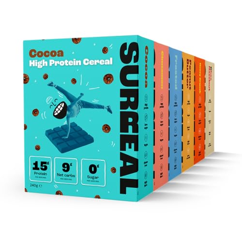 Surreal Gluten Free Mega Bundle - High Protein Cereal – Zero Sugar – Healthy Plant-Based Cereal - High in Fibre - Low Carb - Vegan - 13g-14g of Protein, 0g of Sugar - 240g per box, 6 Pack (1 x each)