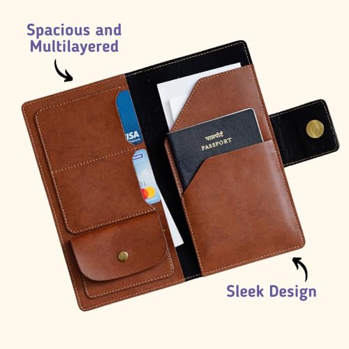 Image of Customized Travel Wallet with Name Engrave | Personalised Passport Holder for Women | Customised Passport Cover for Men and Women | Travel Organizer Gift Wallet (Brown)