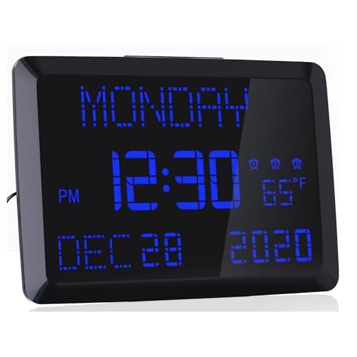 Digital Wall Clock, 11.5" Extra Large Display Calendar Alarm Day Clock with Date and Day of Week, Temperature,2 USB Chargers,3 Alarms & 12/24H LED Desk Clock for Office, Living Room, Bedroom, Elderly