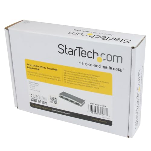 StarTech.com Hub série RS232 à 4 ports Adaptateur USB vers 4x DB9 RS232 alimenté par bus USB Série Plastique CE FCC RoHS ICUSB232 - vue 5