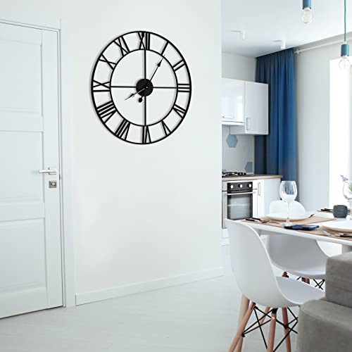 Large Wall Clock Modern Metal Rustic Round Clock Industrial Wall Clock Retro Roman Numeral Silent Little Ticking Battery Operated Vintage Decorative Clock For Living Room Kitchen Bedroom (24 Inch) #TOP4