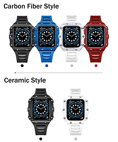 Kit de modification Apple Watch luxe en fibre de carbone et silicone bleu - 3