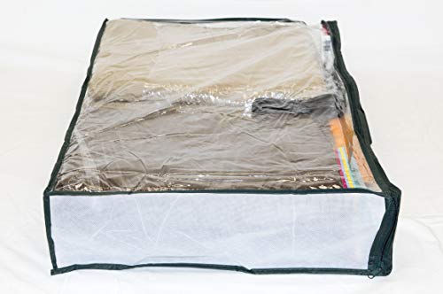 5-Pack Clear Vinyl Zippered Storage Bags 24 X 16 X 4 Inch With Dark Green Trim, 11 X 14.5 Insert Pocket And Handle #TOP1