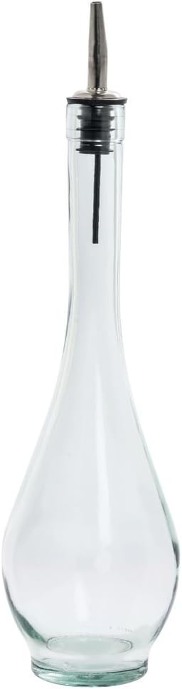 TableCraft H931 Siena 16oz Green Tint Glass Oil Bottle with Stainless Steel Pourer - Restaurant Quality Dispenser