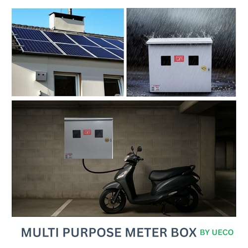 Image of Safe Meter Box - Heavy-Duty Weatherproof Metal Enclosure with Ply Base & Lock | DUAL WINDOW | Solar Installations /Meter /EV Charging /CCTV Power Box / | 18 inchx15 inchx7.5 inch (457x381x190 mm) Wall Mount