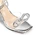 DREAM PAIRS Stiletto Bow Heels for Women Strappy Sparkly Rhinestone Square Toe Clear Crystal High Sandals for Party Wedding,Size 7.5,Silver-Pu,SDHS2481W