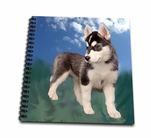 3dRose db_4439_1 Siberian Husky Puppy Drawing Book, 8 by 8-Inch
