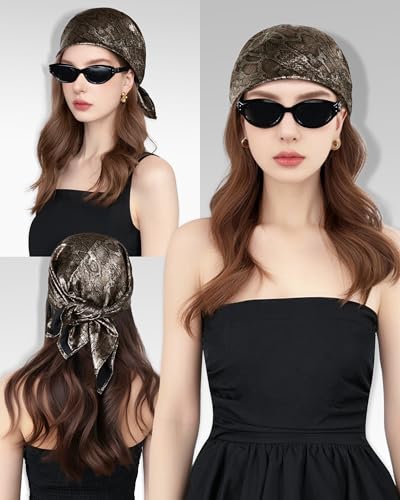 Head Scarf for Women - Metallic Shiny Square Bandana Hair Scarf 23.6 Inch Soft and Comfortable Neck Scarf3