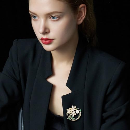 Image of Flower Brooch Pin Rhinestones Pearl Flower Brooches Floral Pin Jewelry for Women Girls