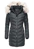 AVANZADA Women's Thickened Hoodie Parka Coat Down Jacket Winter Warm Overcoat Gray