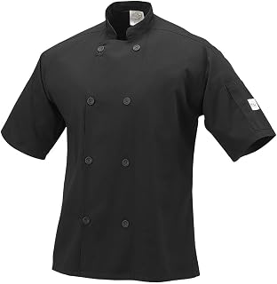 Mercer Culinary M60013BK3X Millennia Men's Short Sleeve Cook Jacket with Traditional Buttons, 3X-Large, Black